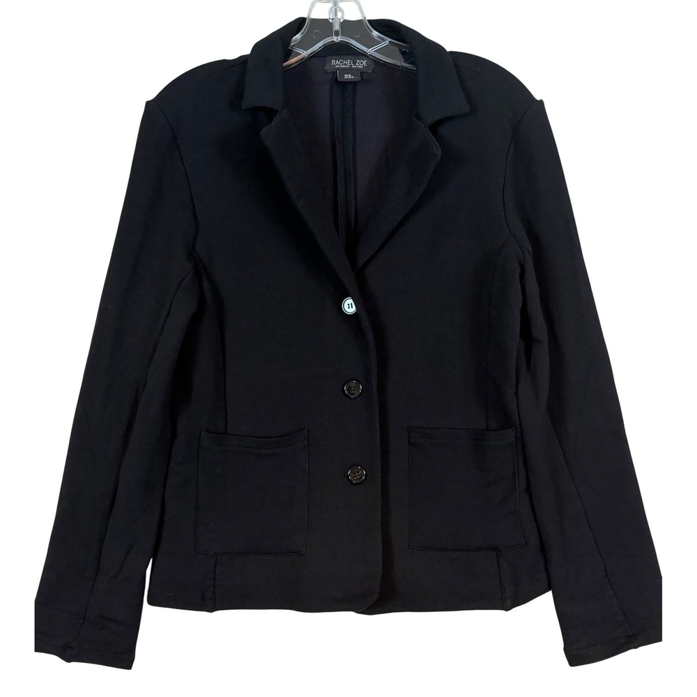 Rachel Zoe Womens Black Knit 3-Button Blazer Jacket •M• Professional Capsule